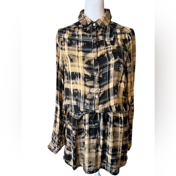 Plaid Button-Up Shirt Dress - Picture 1 of 15